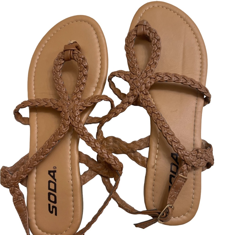 Soda braided flat sandals